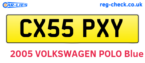 CX55PXY are the vehicle registration plates.