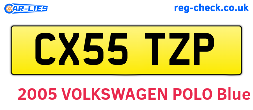 CX55TZP are the vehicle registration plates.