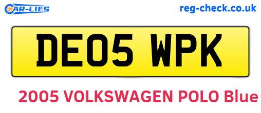 DE05WPK are the vehicle registration plates.
