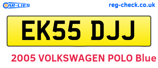 EK55DJJ are the vehicle registration plates.
