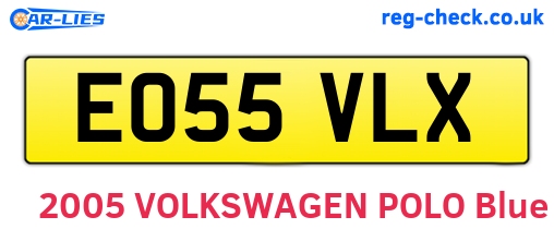 EO55VLX are the vehicle registration plates.