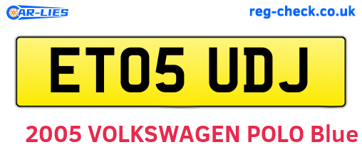 ET05UDJ are the vehicle registration plates.