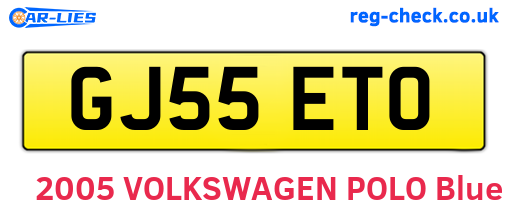 GJ55ETO are the vehicle registration plates.