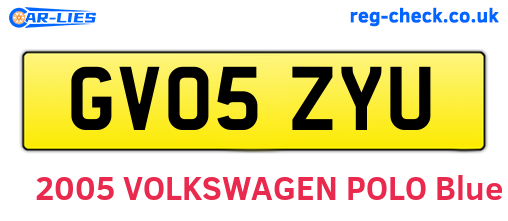 GV05ZYU are the vehicle registration plates.