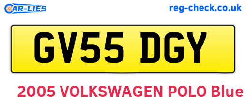 GV55DGY are the vehicle registration plates.