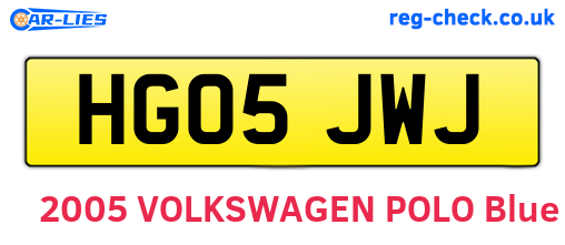 HG05JWJ are the vehicle registration plates.