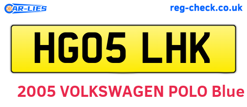 HG05LHK are the vehicle registration plates.