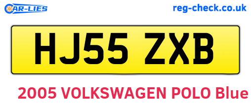 HJ55ZXB are the vehicle registration plates.