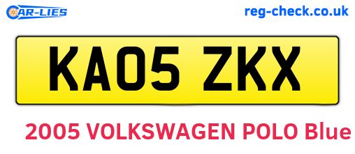 KA05ZKX are the vehicle registration plates.