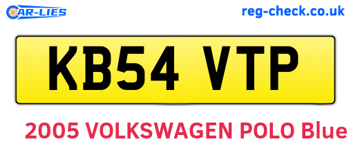 KB54VTP are the vehicle registration plates.