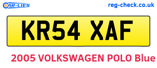 KR54XAF are the vehicle registration plates.