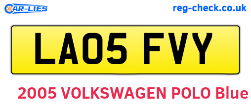 LA05FVY are the vehicle registration plates.