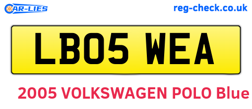 LB05WEA are the vehicle registration plates.
