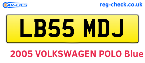 LB55MDJ are the vehicle registration plates.