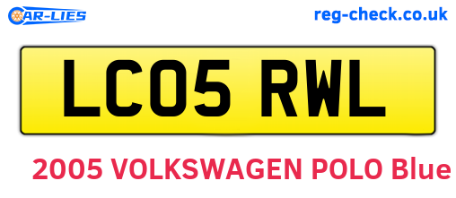 LC05RWL are the vehicle registration plates.