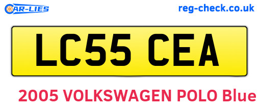 LC55CEA are the vehicle registration plates.