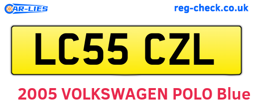 LC55CZL are the vehicle registration plates.