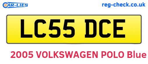 LC55DCE are the vehicle registration plates.