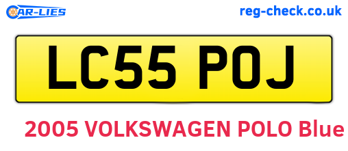 LC55POJ are the vehicle registration plates.