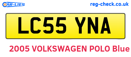 LC55YNA are the vehicle registration plates.