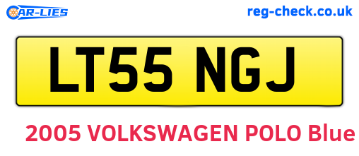 LT55NGJ are the vehicle registration plates.
