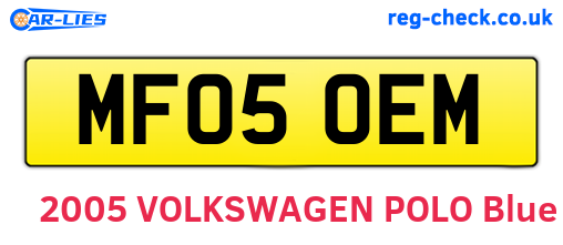 MF05OEM are the vehicle registration plates.