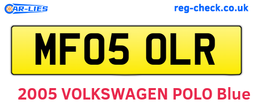 MF05OLR are the vehicle registration plates.