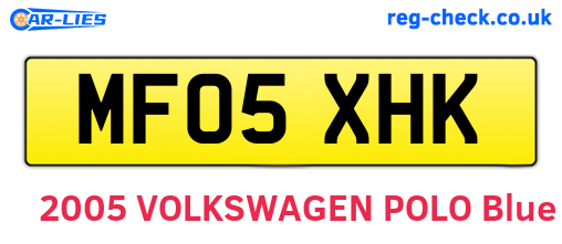 MF05XHK are the vehicle registration plates.