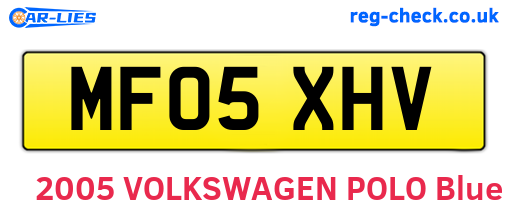 MF05XHV are the vehicle registration plates.