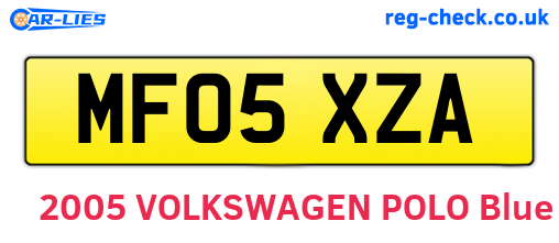 MF05XZA are the vehicle registration plates.
