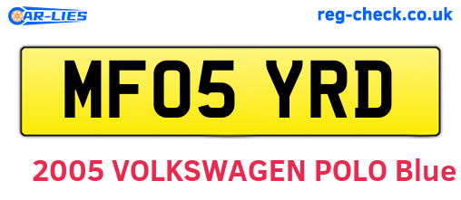 MF05YRD are the vehicle registration plates.