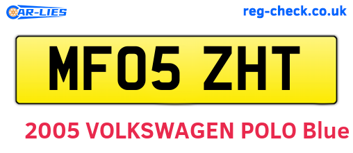MF05ZHT are the vehicle registration plates.