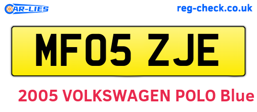 MF05ZJE are the vehicle registration plates.