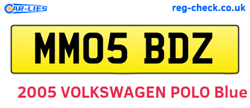 MM05BDZ are the vehicle registration plates.