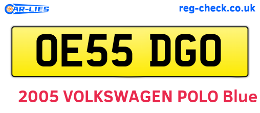 OE55DGO are the vehicle registration plates.