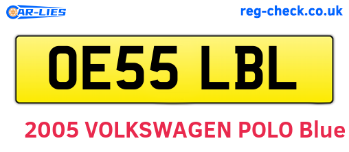 OE55LBL are the vehicle registration plates.