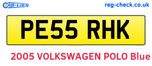 PE55RHK are the vehicle registration plates.