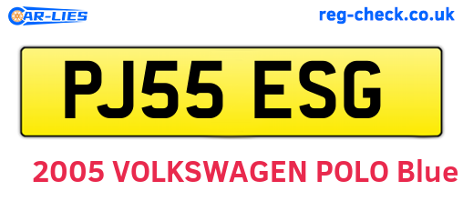 PJ55ESG are the vehicle registration plates.