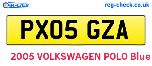 PX05GZA are the vehicle registration plates.