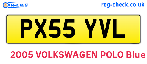 PX55YVL are the vehicle registration plates.
