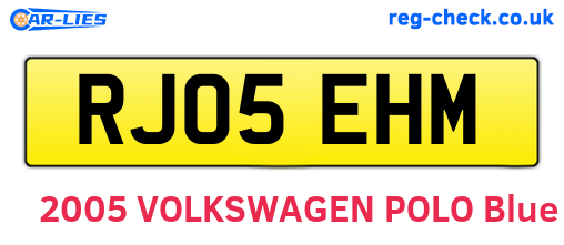 RJ05EHM are the vehicle registration plates.