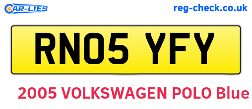 RN05YFY are the vehicle registration plates.