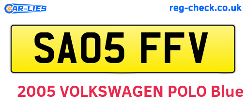 SA05FFV are the vehicle registration plates.