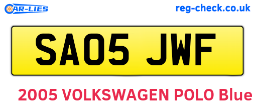 SA05JWF are the vehicle registration plates.
