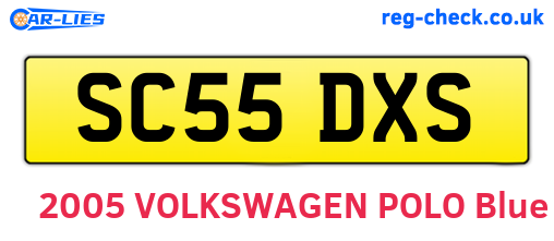 SC55DXS are the vehicle registration plates.