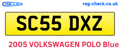SC55DXZ are the vehicle registration plates.