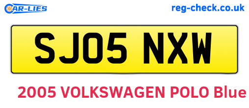 SJ05NXW are the vehicle registration plates.