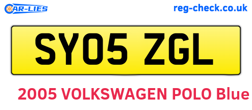 SY05ZGL are the vehicle registration plates.