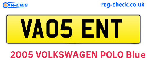 VA05ENT are the vehicle registration plates.