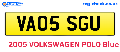 VA05SGU are the vehicle registration plates.